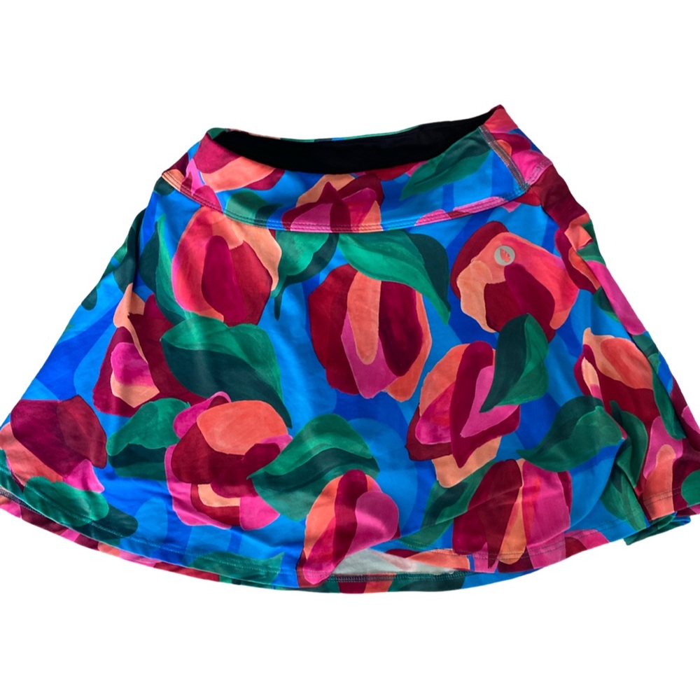 Dona Jo Skort  Floral Women's Skort -S blue pink , spandex polyester